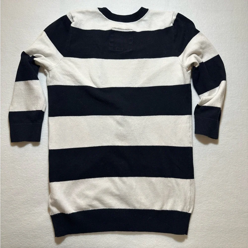 Y2K Hollister Navy White Stripe Cardigan V-Neck Women’s Medium Vintage - Picture 5 of 7